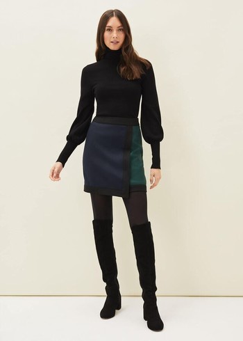 Phase Eight Natalie Colourblockted Skirts Navy/Green Canada | RCMBYK-158